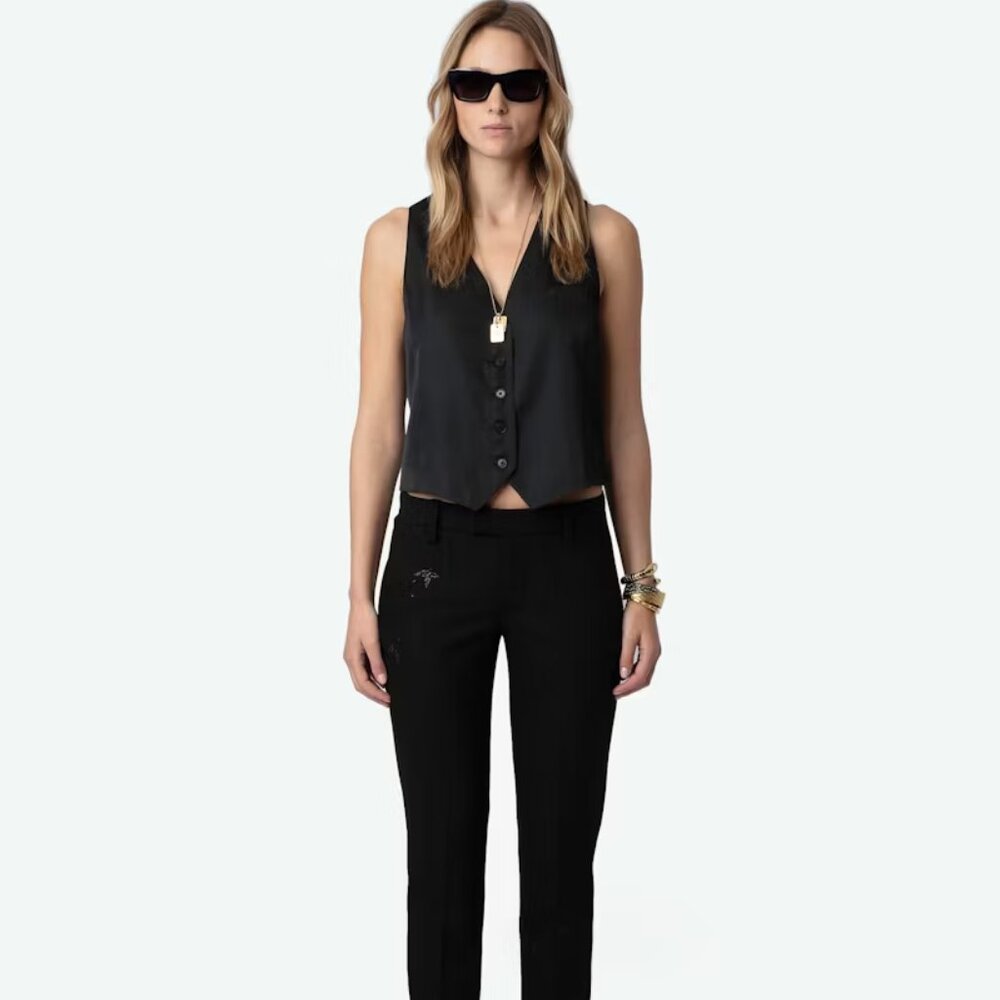Zadig & Voltaire | Emaux Satin Vest | S | Black